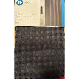 iDesign Shower Curtain Standard Black Waffle Design 72” X72” Tone On Tone Design